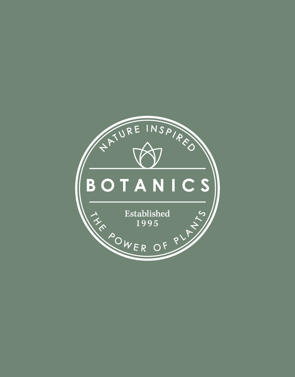 White Botanics Logo on Green Background