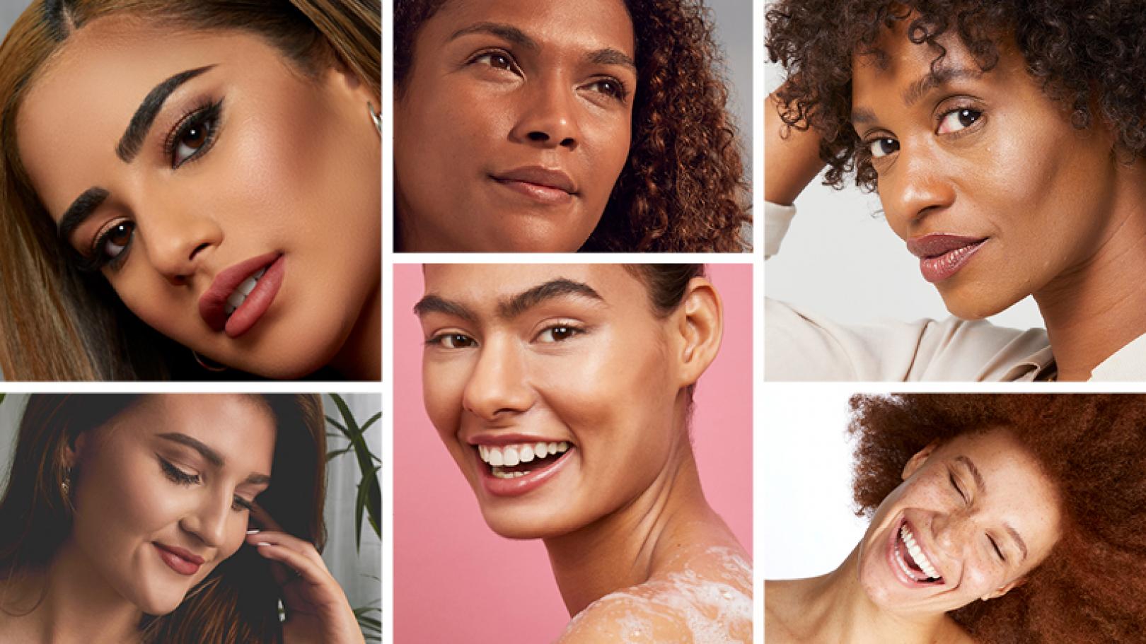 Grid image of various female models