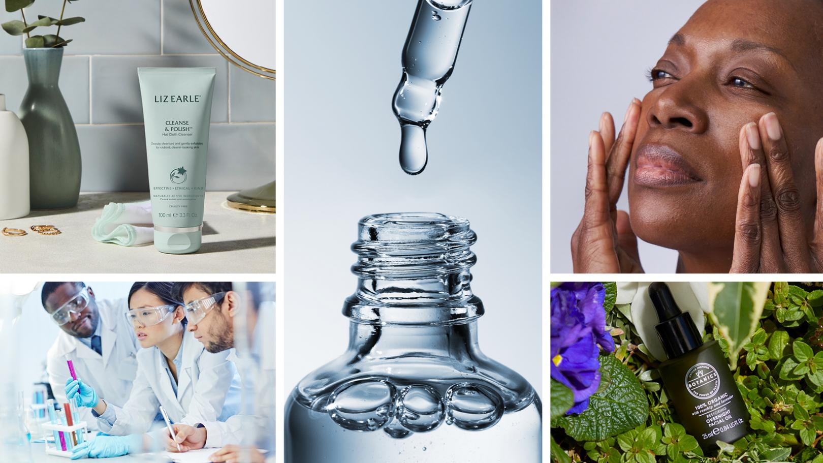 Collages of No7 beauty company products