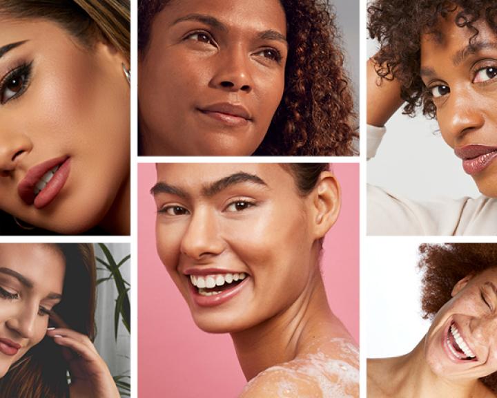 Grid image of various female models